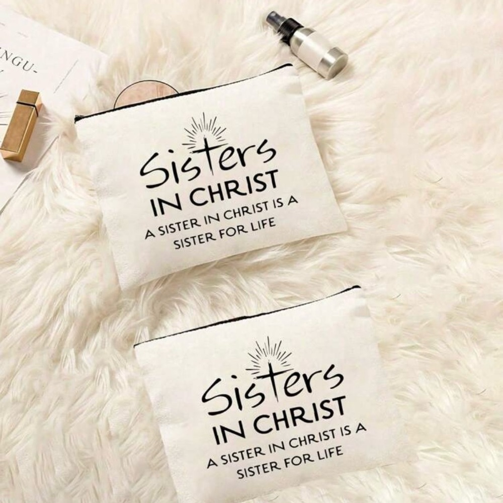 White 'Sisters in Christ' Pouch